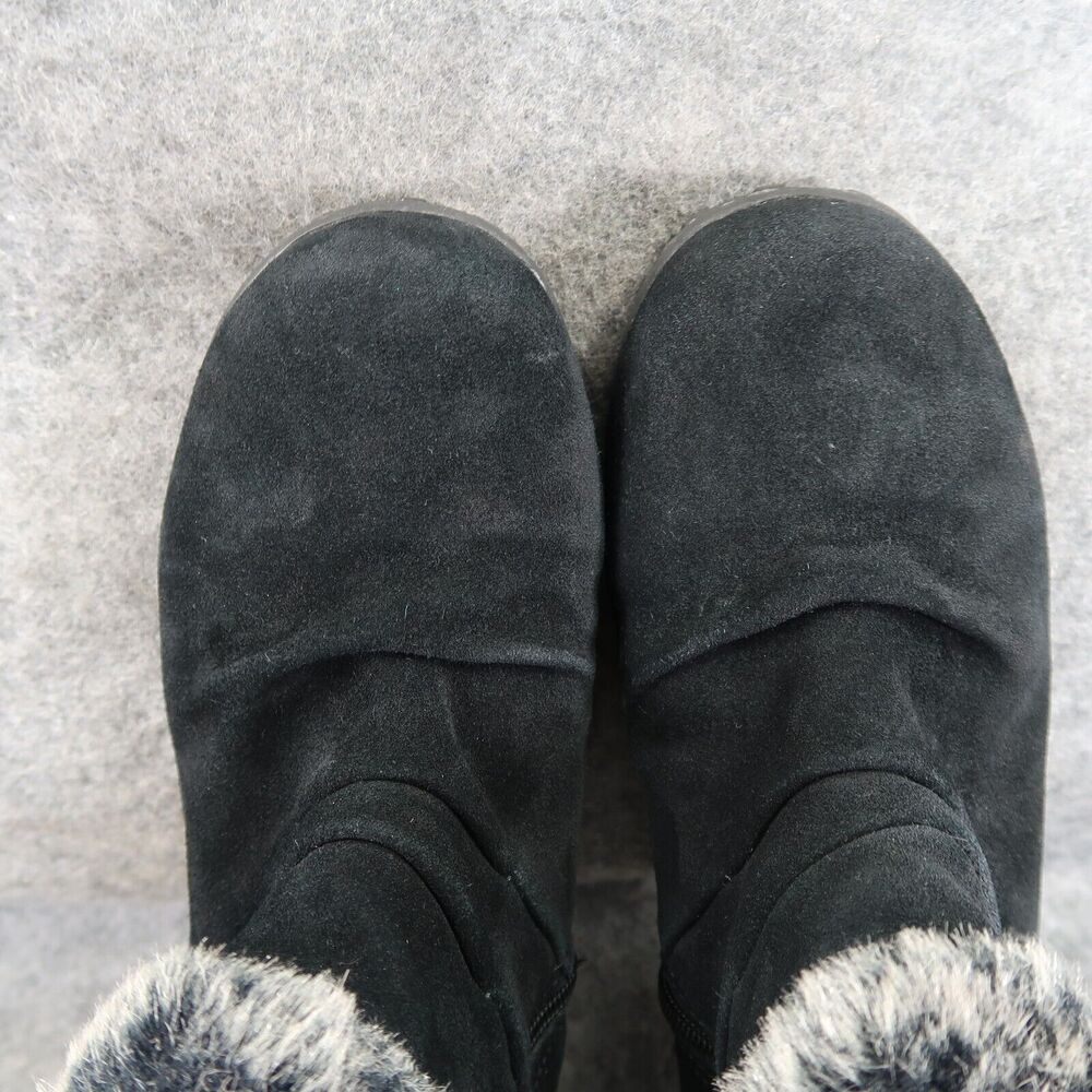 Khombu Shoes Womens 7 Booties Winter Lindsey Leather Faux Fur Buckle Strap Zip - Picture 9 of 15